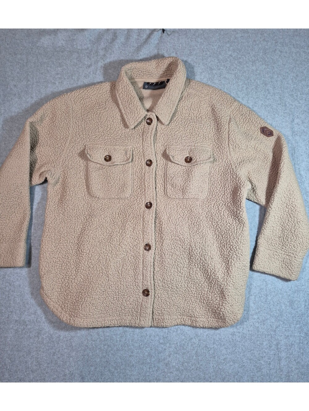 Free Country Women’s XL Beige Sherpa Fleece Shacket Jacket